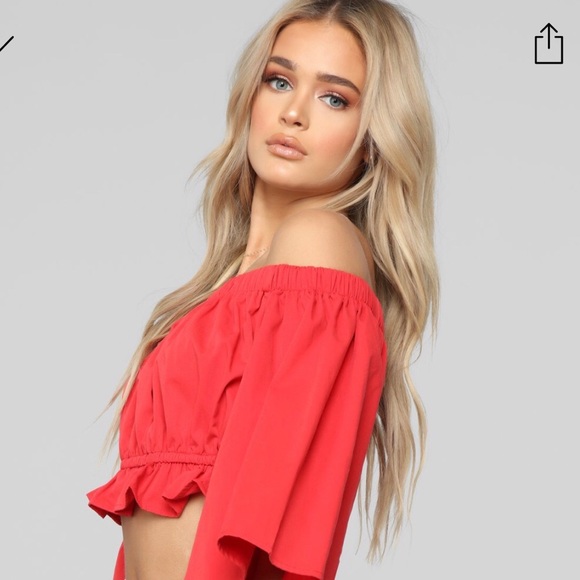 Red fashion nova off the shoulders top! - Picture 2 of 6